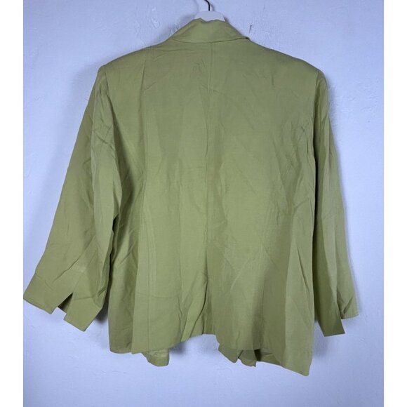 Coldwater Creek Womens Green Silk Linen Open Front Blazer Jacket Large Casual - Picture 2 of 8